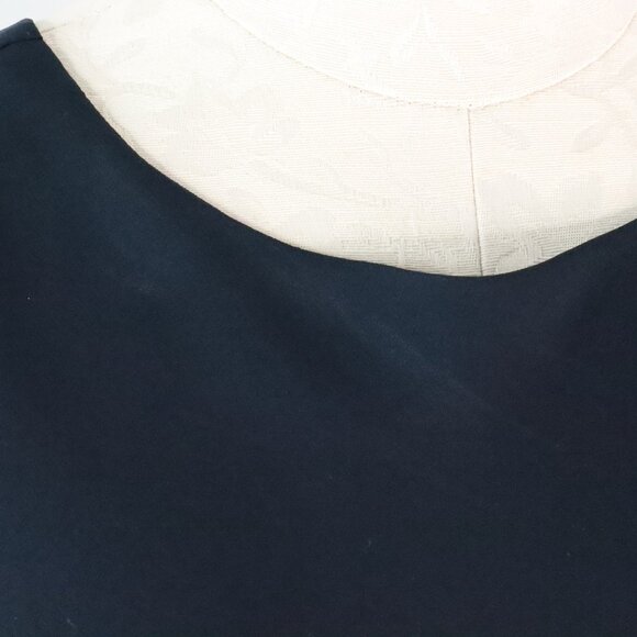 Vintage Alyn Paige Women's 7/8 Y2K Navy Blue Chiffon Sleeveless Dress w/ Sash - Picture 6 of 9